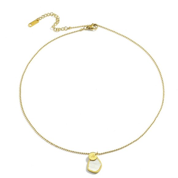 New 18K Gold Plated Shell Coin Necklace - Picture 3 of 7